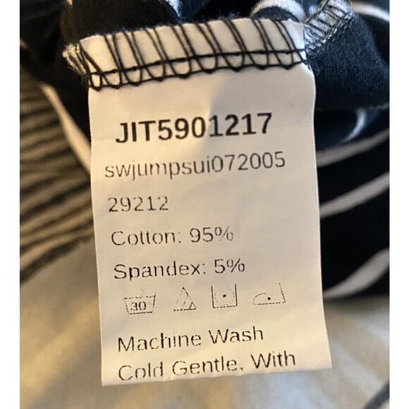 Shein Black White Striped Romper Keyhole Back Medium - Picture 7 of 8